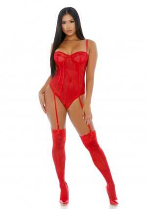 Sheer Up Mesh Teddy - Red - L - Afbeelding 3