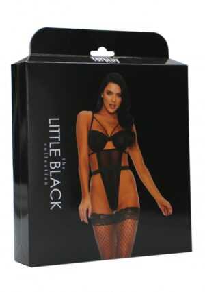 A Sheer Thing Chemise with Garter Straps and Panty - Black - S - Afbeelding 4