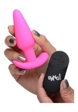 21X Vibrating Silicone Butt Plug with Remote Control - Pink