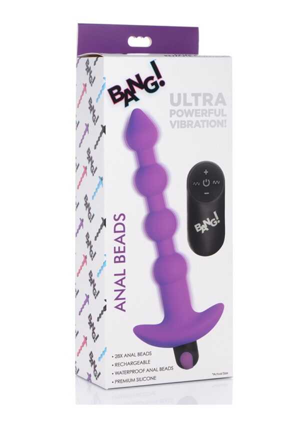 Vibrating Silicone Anal Beads & Remote Control - Purple