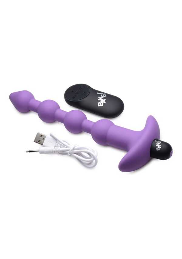 Vibrating Silicone Anal Beads & Remote Control - Purple