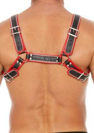 Z Series Chest Bulldog Harness - Leather - Black/Red - L/XL