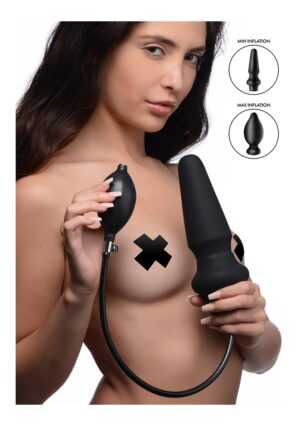 Ass-Pand Large Inflatable Silicone Anal Plug - Black - Afbeelding 8