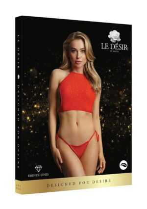 Festive Rhinestone Top and Thong OS - Red - Afbeelding 3