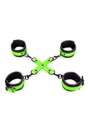 Hand & Ankle Cuffs with Hogtie - GitD - Neon Green/Black - Afbeelding 4