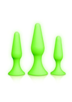 Butt Plug Set - Glow in the Dark - Neon Green/Black - Afbeelding 4