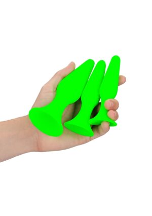 Butt Plug Set - Glow in the Dark - Neon Green/Black - Afbeelding 5