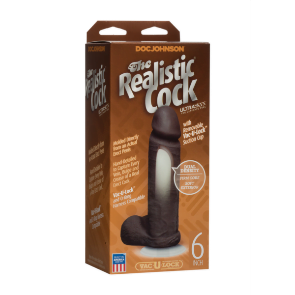 The Realistic Cock - Vac-U-Lock Suction Cup - 6 Inch - Brown