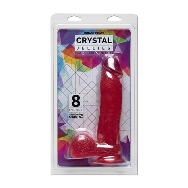 Crystal Jellies - Realistic Cock with Balls - 8 Inch - Pink