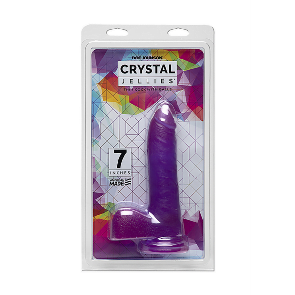 7 Inch Thin Cock with Balls - Purple