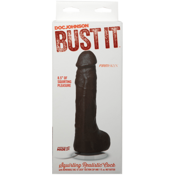 Squirting Realistic Cock - 1 oz. Nut Butter - Black