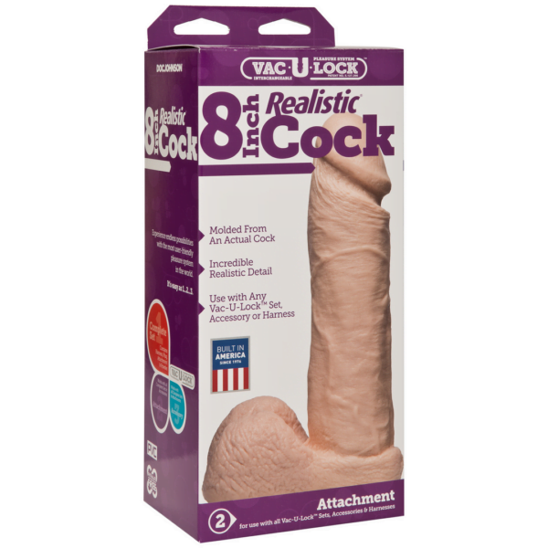 Vac-U-Lock 8" Realistic white Cock