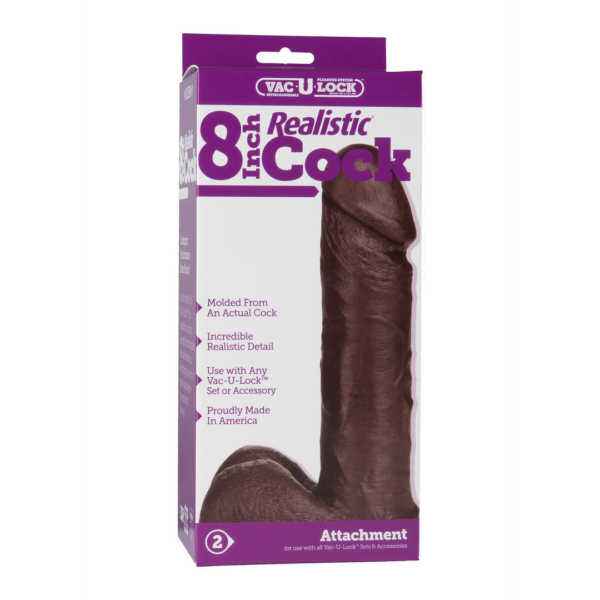 Vac-U-Lock - 8 Inch Realistic Cock - Black