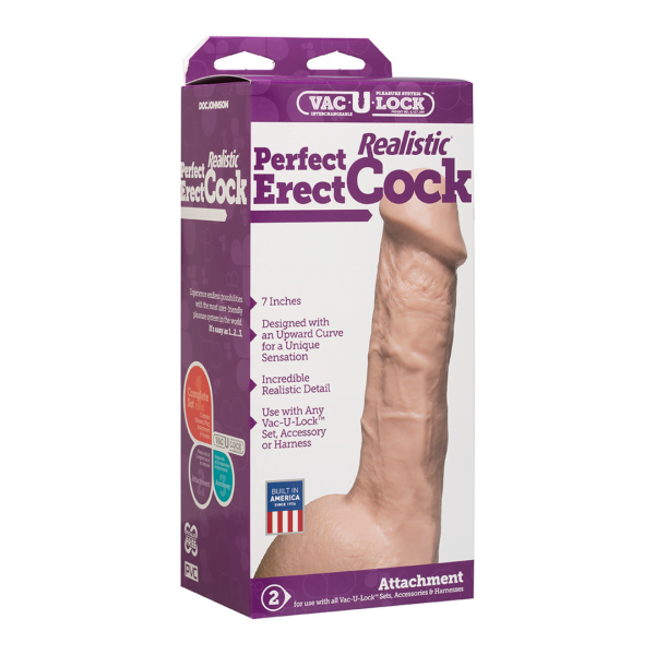 Vac-U-Lock - Perfect Erect Realistic Cock - Flesh