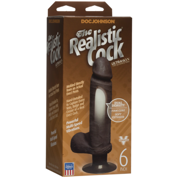 The Realistic Cock - ULTRASKYN - Vibrating 6 Inch - Chocolate