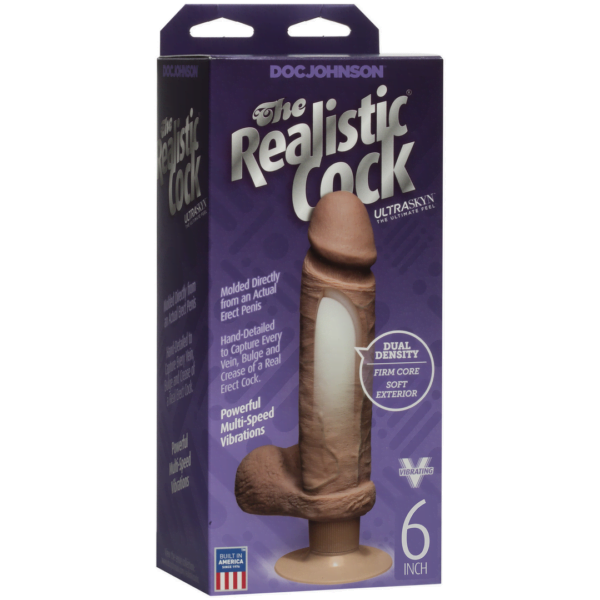 The Realistic Cock - UR3 - Vibrating 6 Inch - Brown