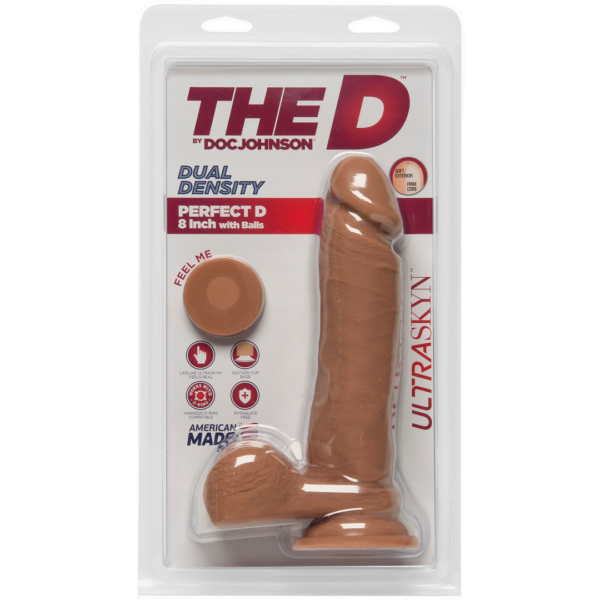 The D - Perfect D with Balls - 8 Inch - Caramel