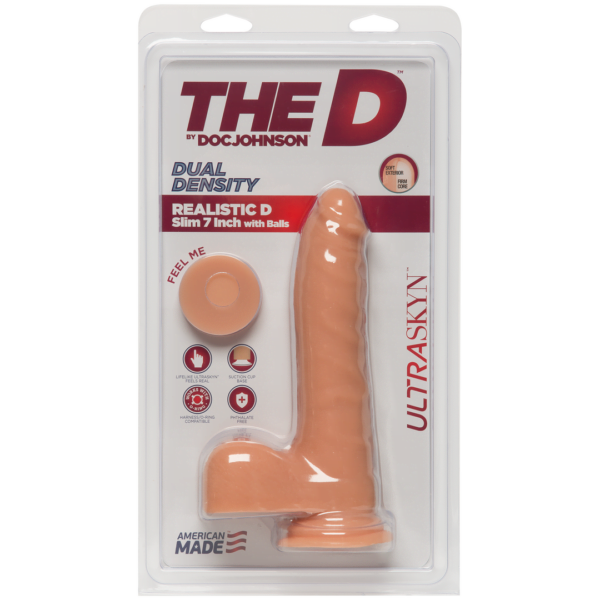 The D - Realistic D - Slim 7 Inch with Balls - Ultraskyn - Flesh