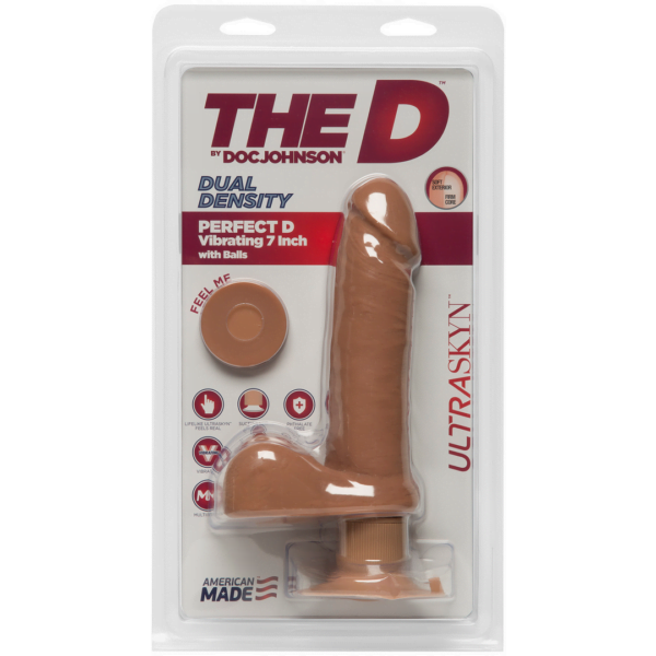 The D - Perfect D with Balls Vibrating - 7 Inch - Caramel