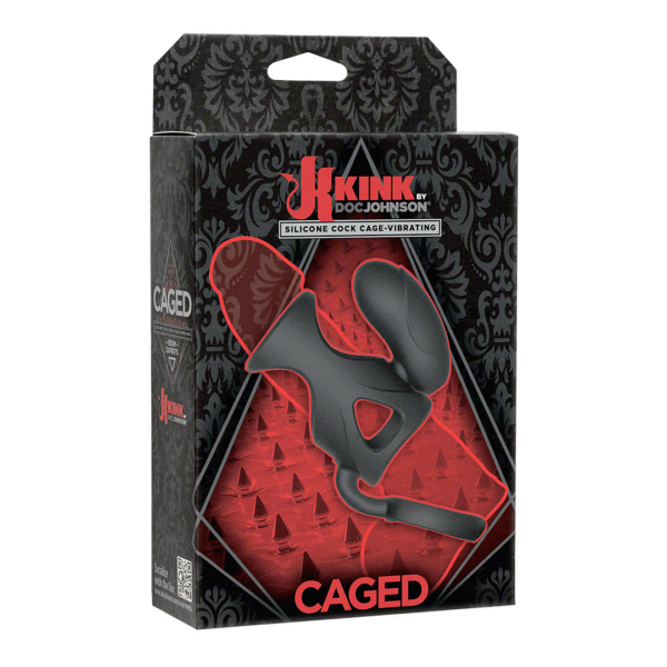 KINK - Caged - Silicone Cock Cage - Vibrating - Black