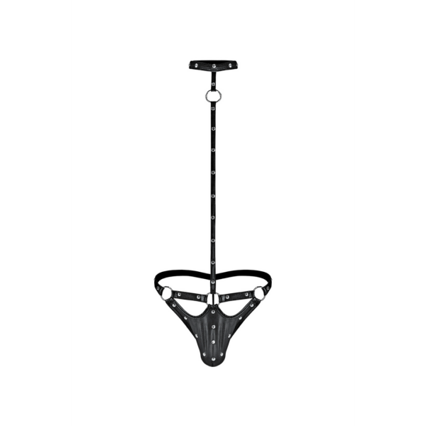 Tormentor - Eendelige Choker G-String met Contour Peek-a-Boo Zakje - L/XL