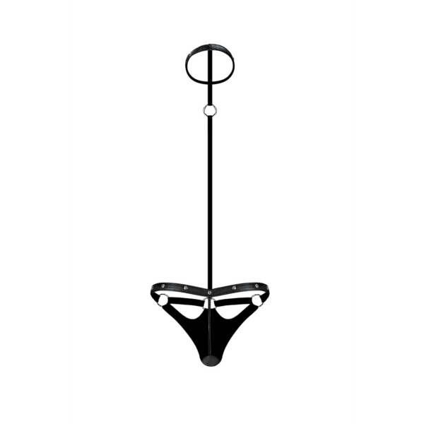 Tormentor - Eendelige Choker G-String met Contour Peek-a-Boo Zakje - S/M