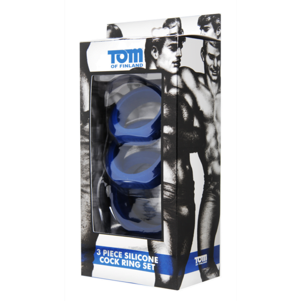 Tom Of Finland - 3 Piece Silicone Cock Ring Set - Blue