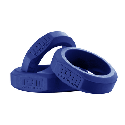 Tom Of Finland - 3 Piece Silicone Cock Ring Set - Blue