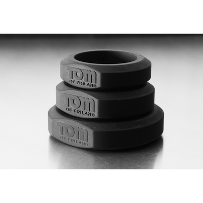 Tom Of Finland - 3 Piece Silicone Cock Ring Set - Black