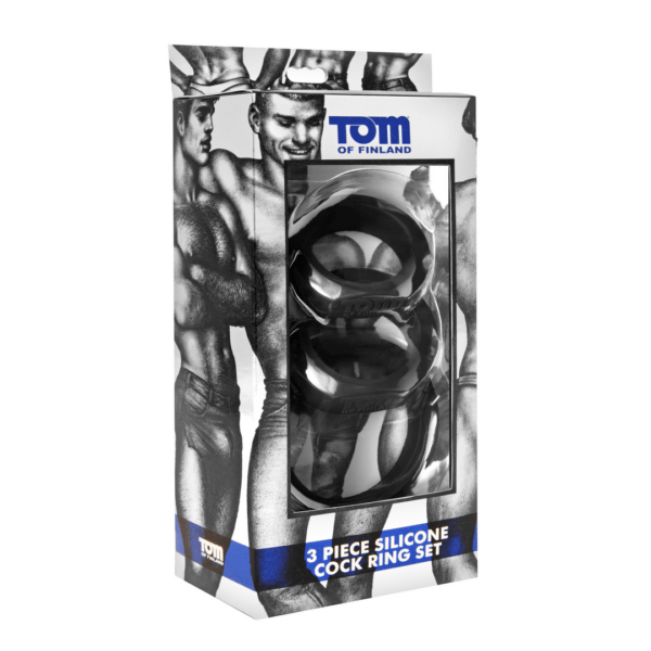 Tom Of Finland - 3 Piece Silicone Cock Ring Set - Black